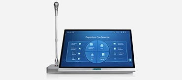 محطة مؤتمرات لسطح المكتب بشاشة لمس عالية الدقة بالكامل مع ميكروفون