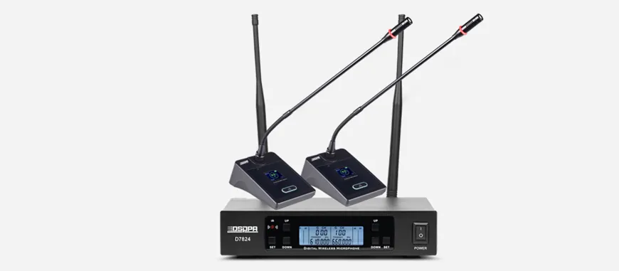 True Diversity UHF Wireless Microphone System with 2 Desktop Microphones - 翻译中...